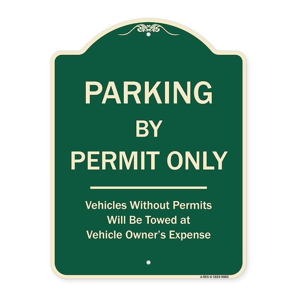 Signmission Designer Series-Parking By Permit Vehicles Without Permits Towed Vehic, 24" x 18", G-1824-9803 A-DES-G-1824-9803 - main